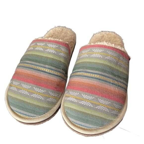 Feelgoodz Women’s Harvest Colored Boho Aztec Sherpa Lined Mule Sippers (S: 6/7) - Picture 1 of 11